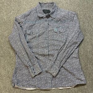 Cowgirl Hardware Western Floral Print Long Sleeve Pearl Snap Button Shirt Womens